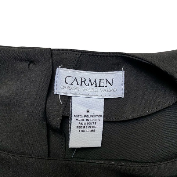 Carmen Marc Valvo Black Ruffle Bell Sleeve Blouse Sz 6 Elegant Statement Top NWT - Picture 13 of 14